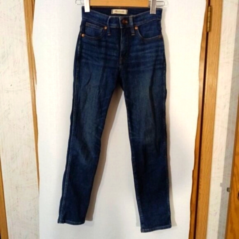 Madewell Slim Straight Leg Jeans Women's 24 Dark Wash Mid Rise 26x28